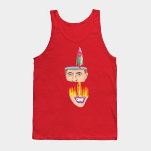 The head is split in half and the love rocket is passed through Tank Top